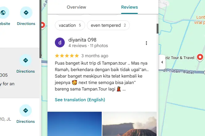 Tampilan Review Google Bisnis