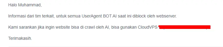 Shared Hosting Blok AI Bot