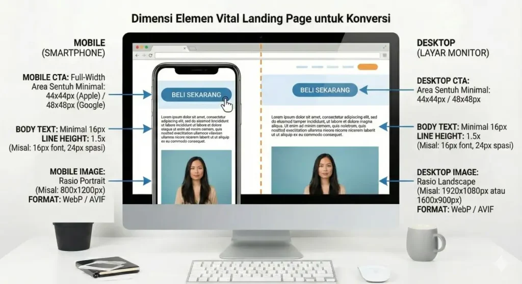 Ukuran Elemen di dalam Landing Page